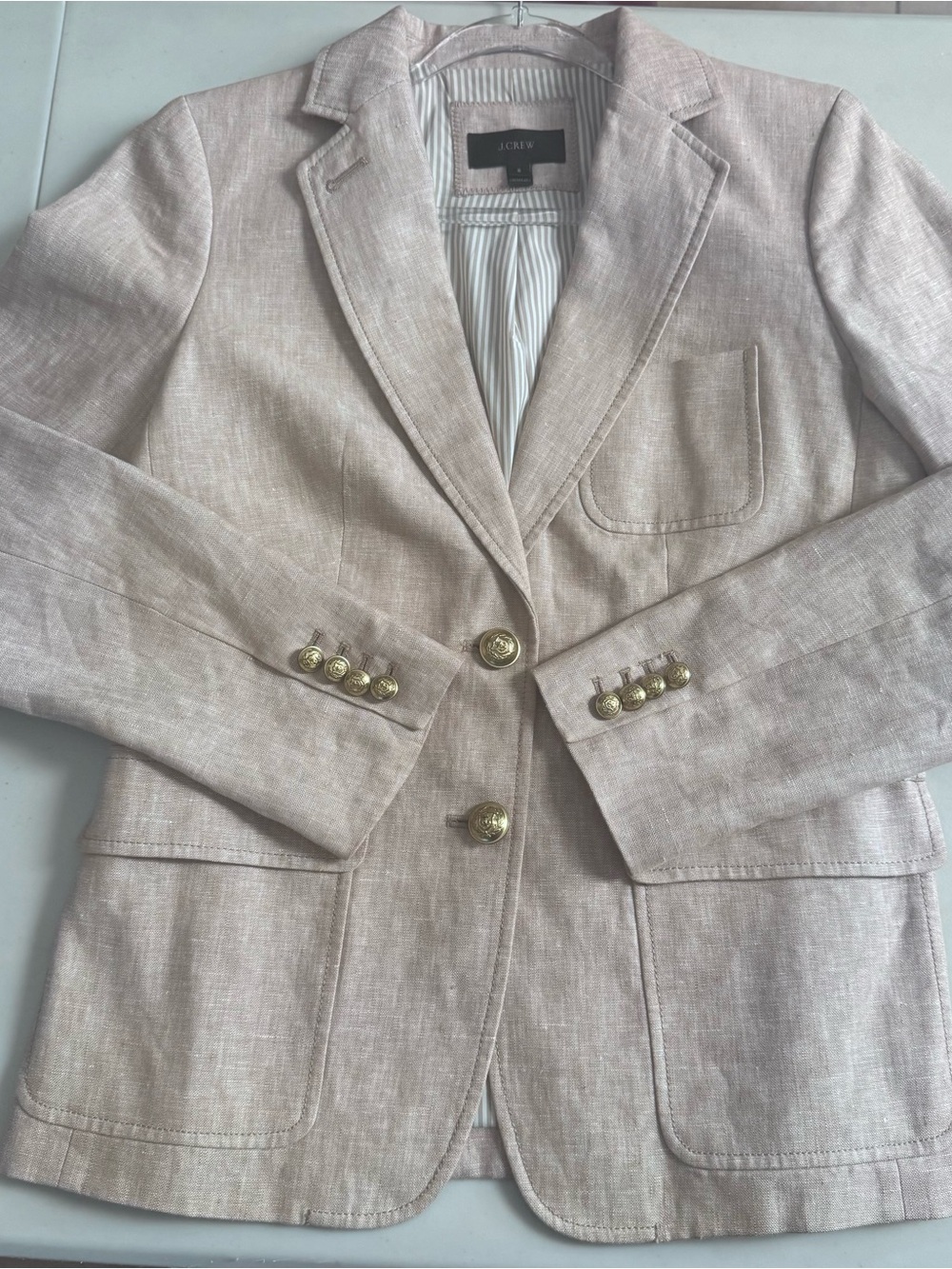 J.Crew Women’s Rhodes Blazer Beige Linen Business Casual Academia Preppy Sz 6